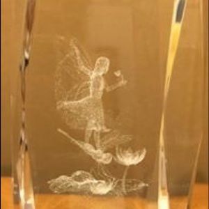 Elegant Fairy 3D Laser Etched in Solid Crystal